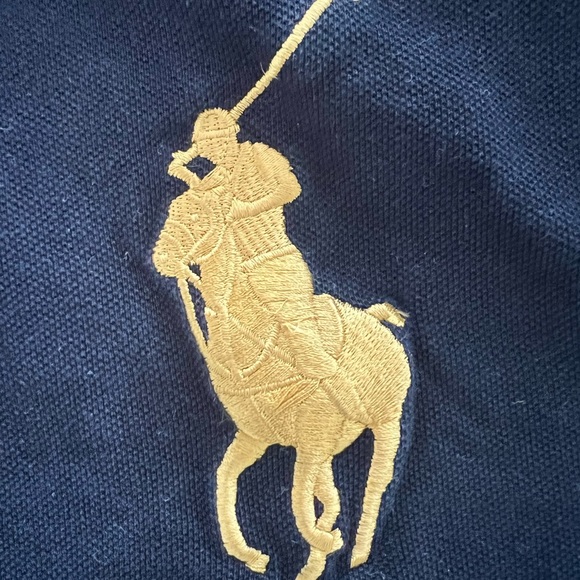 Black Ralph Lauren Polo shirt with gold large pint embroidered logo - Picture 3 of 4
